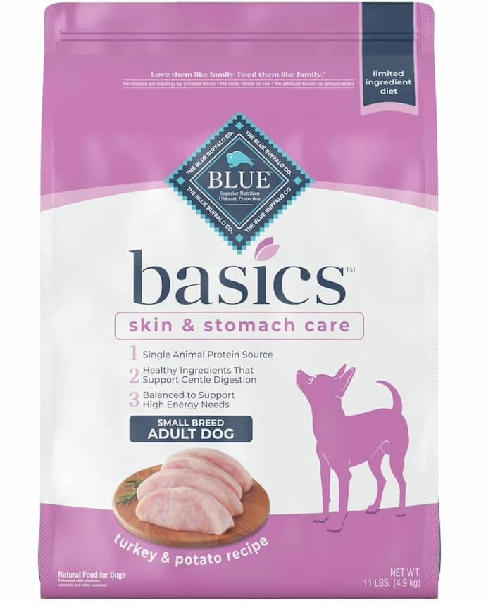 Blue Basics skin and stomach care food for dogs